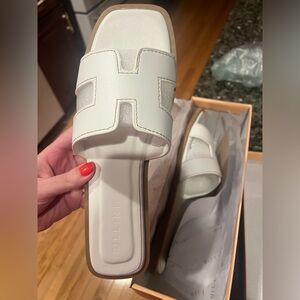 Billini White Slides with Cutout Strap